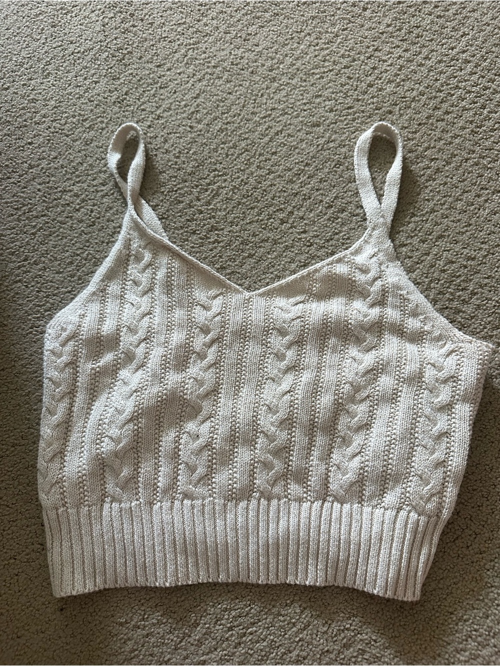 American Eagle Outfitters Cream Cable Knit Cropped Camisole